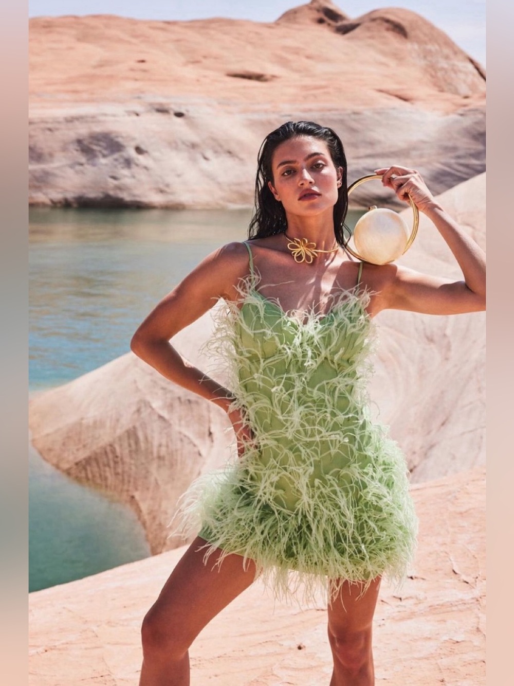 Cult Gaia Zariah Feather Mini Dress in Aloe (Green) — Size XS NEW WITH TAGS!